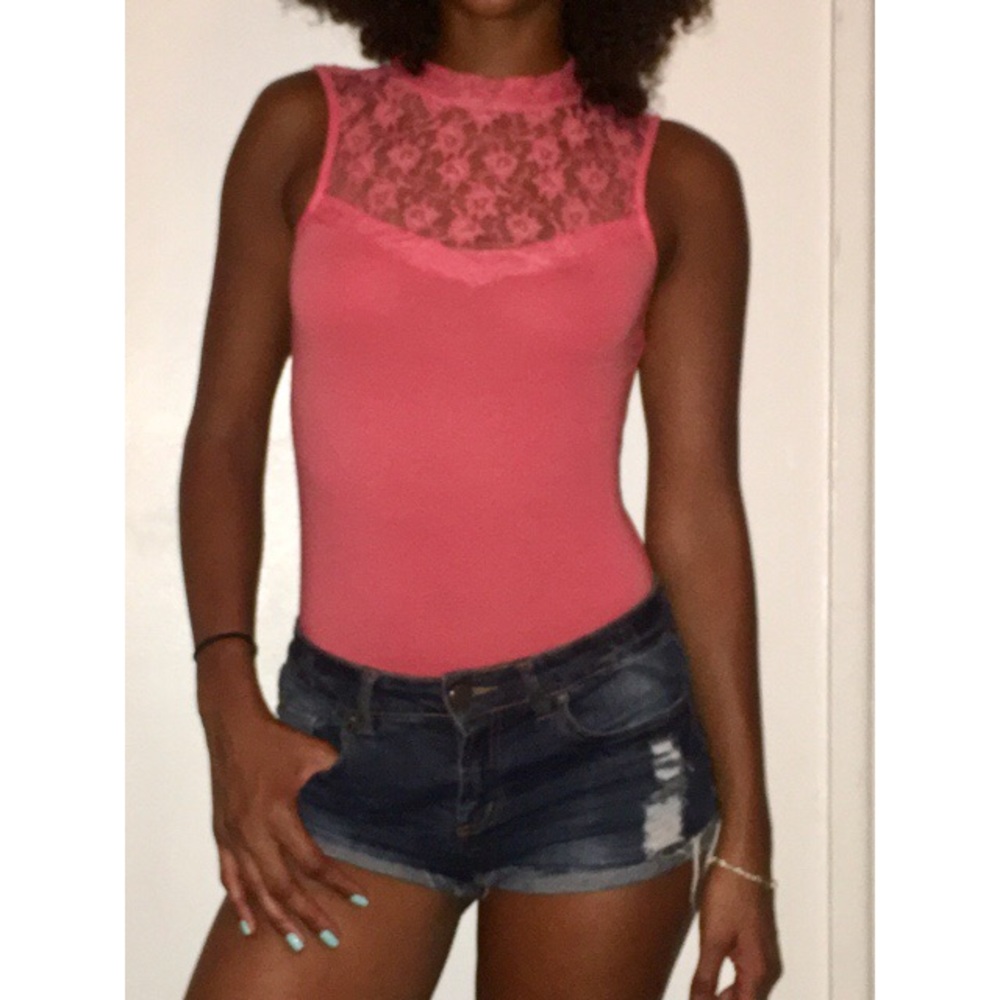 Pink laced bodysuit